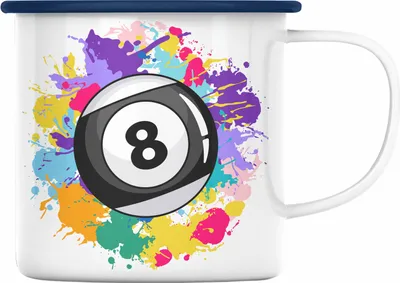 Produktbild von Trendation - Billard Emaille Tasse Geschenk Billardspieler Geschenkidee Emaille Emaille Tasse Pool (Blau)