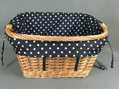 Immagine prodotto di Cestino per bicicletta bianco in vimini, dimensioni 45 x 32 cm, altezza 20/28 cm