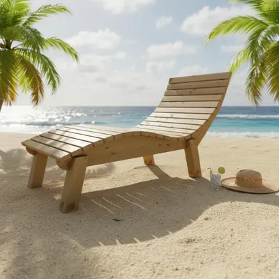 Produktbild von Holzliege Wellenliege Gartenliege Relaxliege "Liege-Franzi" (Lärche) Breite 80cm Einstiegshöhe 50cm mit Füßen