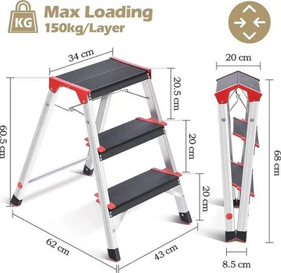 Productafbeelding van Famanu, huishoudtrap – aluminium – 3 treden – opklapbaar
