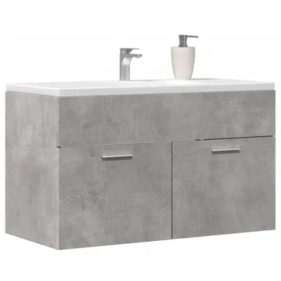 Produktbild von "2026 Aktion" Waschbeckenunterschrank - CLORIS - Badezimmerschrank - schlichte Design - Betongrau 80x38,5x46 cm Holzwerkstoff - DEMöbel5889601