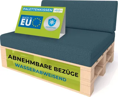 Produktbild von Pillows24 - Palettenkissen mit abnehmbarem Bezug - 2ER SET | Polster für Europaletten 120x80 Sofa - Wasserfest - Outdoor/Indoor | Türkis
