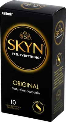 A black box of SKYN Original condoms.