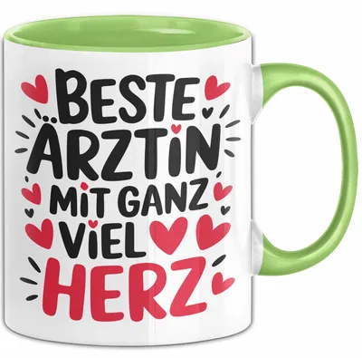 Produktbild von Aerztin Tasse Geschenk Beste Aerztin Mit Ganz Viel Herz Geschenkidee Beruf (Grün)