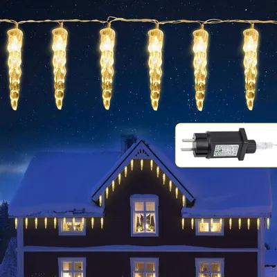Image de Peviasot, guirlande lumineuse à LED avec 40 motifs de stalactites, 8 modes d'éclairage, idéale pour la décoration intérieure, les fenêtres et les fêtes de Noël, lumière blanc chaud