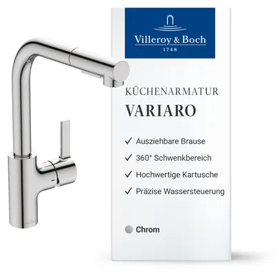 Produktbild von Villeroy & Boch Variaro Küchenarmatur, Hochdruck, wassersparend – Chrom