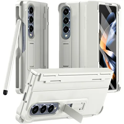 Obrázek produktu pro Pouzdro pro Samsung Galaxy Z Fold 4 5G Pevné nárazuvzdorné kryt s perem, ochranou pantu a ochrannou fólií na displej Bílý