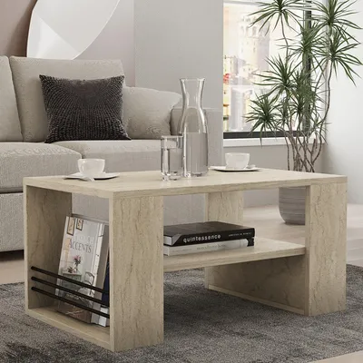 Immagine prodotto di Limosano - Tavolino da Salotto, 80x50x40h cm Bianco Marmo, un Vano