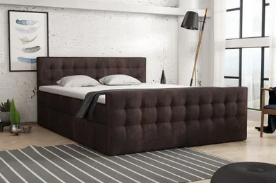 Produktbild von Boxspringbett Schlafzimmerbett ANKER Deluxe 200x200cm Stoff Preston Dunkelbraun