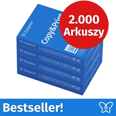 Zdjęcie produktu dla NOWOŚĆ: Easyprint Papier do drukarek i kopiarek, 2000 arkuszy, 4 x 500, A4, Premium, ekstra biały, CIE 160, Zwycięzca testów, Certyfikat PEFC