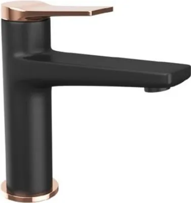 Image de Mitigeur lavabo ANDARE H : 13 cm-Chrome noir et rose gold---Chrome noir et rose gold