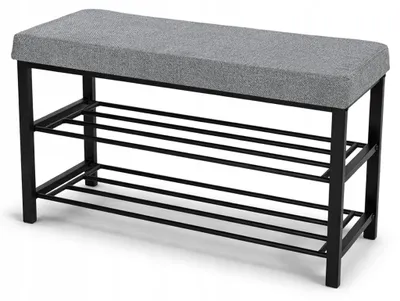 Zdjęcie produktu dla Ławka tapicerowana szafka na buty siedzisko Loft 79cm plec szary