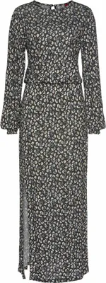 Produktbild von LASCANA Maxikleid mit Blümchendruck und Beinschlitz, Gummizug in der Taille, Druckkleid schwarz-bedruckt Größe 36