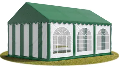 Produktbild von TOOLPORT Festzelt Partyzelt 3x6 m PREMIUM, hochwertige PVC Plane 750 N in grün-weiß 100% wasserdicht mit Bodenrahmen