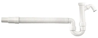 Produktbild von Spültisch-Röhrensiphon 1 1/2"IG x DN 40/50 mm Flexibel, Weiß, mit 3/4" Geräteanschluss