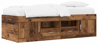 Image de vidaXL Sommier avec rangement en bois recyclé 80 x 200 cm, aggloméré