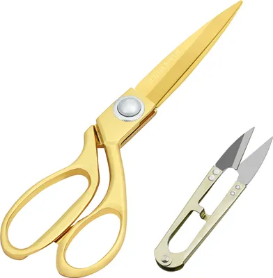 Produktbild von Handi Stitch Schneiderschere Gold Stoffschere mit Fadenschneider - Profi Textilschere Scharf 22,86cm aus Edelstahl – Goldene Schere Schneidet Stoff,