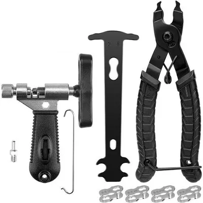 Produktbild von Gelöchtertes Fahrradschaltset - Fahrradschaltung - Schaltset - Werkzeug zum Kurzschalten von Fahrradschaltungen - Schaltentferner - Schalttang - Schaltspanner und Schaltmeter - Geeignet für Fahrradschaltungen - schwarz