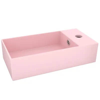 Produktbild von vidaXL Badezimmer-Waschbecken mit Überlauf Keramik Matt Rosa