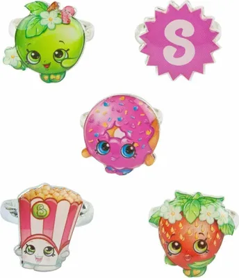 Obrázek produktu pro Shopkins - Dívčí sada prstenů "Series 1" 5-Pack - kovové NS6363 (jedna velikost) (barevné)