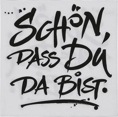 Produktbild von Paper + Design 200432 Zelltuchservietten 3-lagig, Schön, dass du da bist 33 x 33 cm, schwarz/weiß (20er Pack)