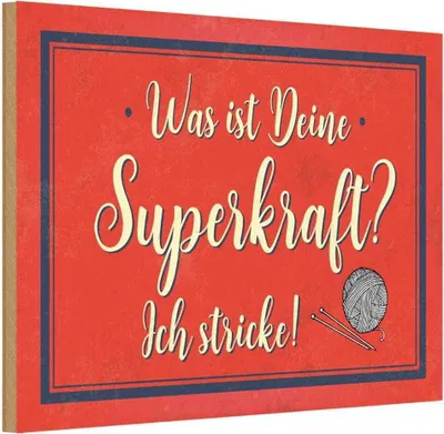 Produktbild von vianmo Holzschild 20x30 cm was deine Superkraft ich stricke Spruch Zitat
