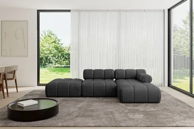 Produktbild von ALTDECOR Modulares Sofa Ecksofa in L-Form - Lizur-L1 - 285x160x70 cm Schwarz Corner modular Sofa Eckcouch Couch Wohnlandschaft Cauchsofa Polstersofa