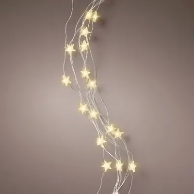 Produktbild von 3.06 Bündel Lichterkette mit Sternen - 64 LED / 90 cm - Batterie / Timer für Innen