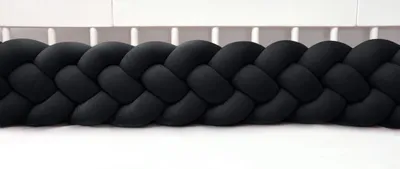 Produktbild von Bettschlange 4-strängig geflochten Velours 400 cm – Schwarz | Bettumrandung Babybett Nestchen | Letino