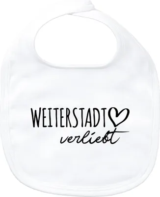 Produktbild von Huuraa Baby Lätzchen Weiterstadt verliebt White Klettverschluss  Baumwolle Latz Geschenkidee