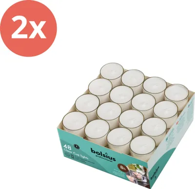 Image de Bolsius Professional - Bougies chauffe-plat - 48 pièces par paquet - Verres transparents - Boîte - Pack économique - 96 pièces - 2 paquets