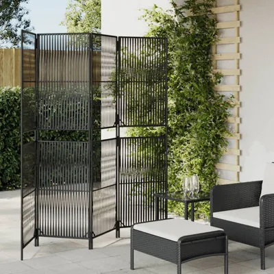 Produktbild von HOMMIE Paravent 4-tlg. Schwarz Poly Rattan Promotion521835 - Paravents