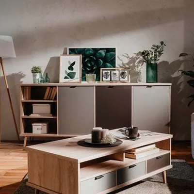 Immagine prodotto di Madia 3 ante vano a giorno 209,6x40x88,3 Epik56 colore rovere antracite grigio