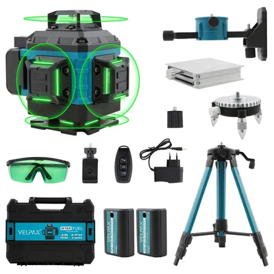 Zdjęcie produktu dla Poziomica laserowa - 4D, 16 linii, 360°, laser liniowy - samopoziomująca - wyświetlacz LED - ochrona IP54 - do zastosowania na budowach - 4D, 16 laserów
