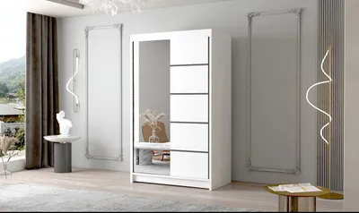 Obrázek produktu pro Dvoudveřová skříň se zrcadlem NICA - šířka 120 cm, bílá