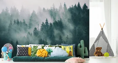 Zdjęcie produktu dla Fototapeta Las we mgle Tropikalna Dekoracja Ozdoba Idealna Do Salonu Trójwymiarowa Przyroda 360x240cm