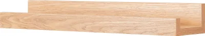 A wooden shelf with a U-shaped profile, shown against a white background.