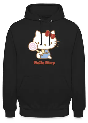 Produktbild von Spreadshirt Hello Kitty Mit Lollipop Uni Hoodie, M, Schwarz