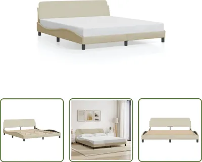 Produktbild von The Living Store Bettgestell mit Kopfteil Creme 180x200 cm Stoff
