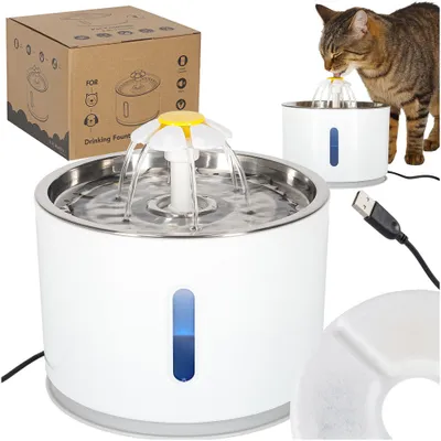 Obrázok produktu pre KIK KX2985 Fontána pre domáce zvieratá LED 2400 ml, USB, biela