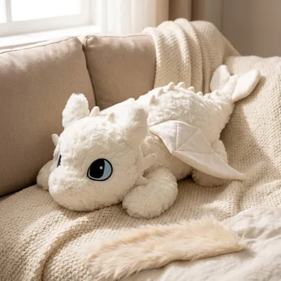 Produktbild von Drachen zähmen leicht gemacht Ohnezahn Weiß Kuscheltier 55 cm – weiche Plüschfigur für Fans, Kinder & Sammler