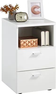 Produktbild von Nachttisch Nachtschrank in weiß CERNA-10, auch für Boxspringbetten geeignet, B/H/T ca. 35/61,5/39,9 cm