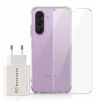 Produktbild von Avizar, Zubehör-Set mit Schutzhülle aus Glas und Ladegerät für das Samsung Galaxy A37, Transparent