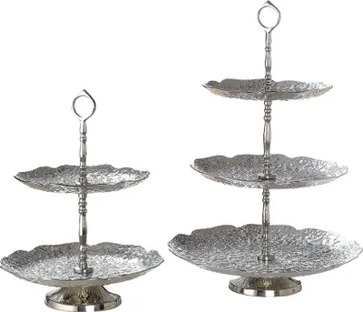 Produktbild von Gilde 3er Etagere "Doppio" silber, nicht lebensmittelgeeignet Höhe 49,0 cm Durchm. 32,0 cm 60137