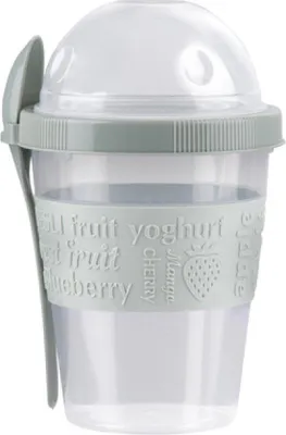Produktbild von STEGGER Joghurtbecher to go 500 ml mit integriertem Löffel, BPA-frei, spülmaschinenfest, grün