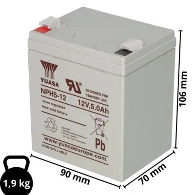 Immagine prodotto di Batteria al piombo Yuasa NPH5-12 Pb 12V / 5Ah ad alta corrente, faston 6,3