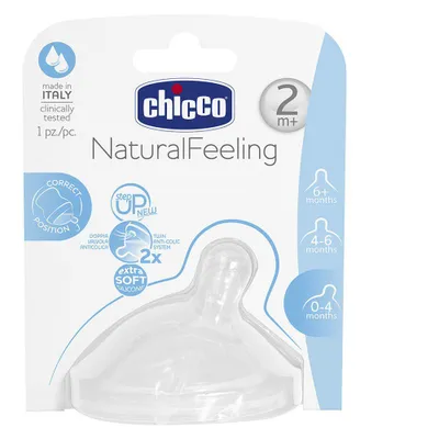 Image de Chicco Natural Feeling Sucette de remplacement pour le biberon 2m+