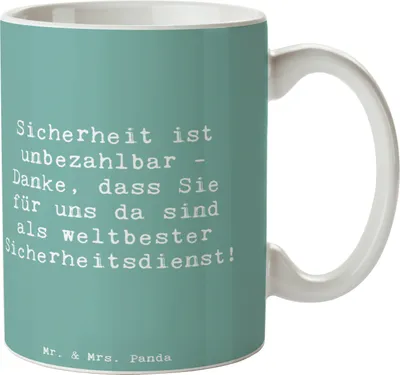 Produktbild von Mr. & Mrs. Panda Kaffeetasse Spruch Weltbester Sicherheitsdienst - Meeresbrise - Geschenk, Becher, Heldentum, Danke, Aufmerksamkeit, Wertschätzung, Geschenke, Teetasse