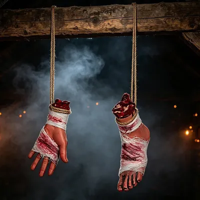 Obrázek produktu pro Ruka na Halloween – Dekorace na Halloween – Hororové dekorace – Realistické ruce a nohy – Halloweenové doplňky