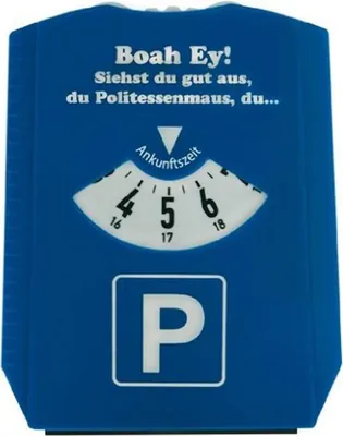Produktbild von Parkscheibe Blau Aufdruck " Boah Ey... " Eiskratzer mit 2 Einkaufswagen Chips